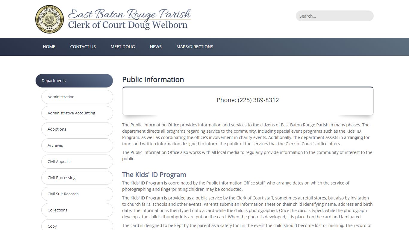 East Baton Rouge Clerk of Court > Departments > Public Information