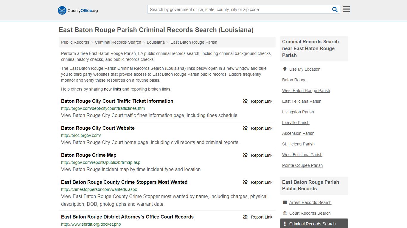 East Baton Rouge Parish Criminal Records Search (Louisiana) - County Office