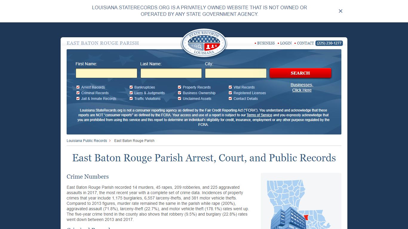 East Baton Rouge Parish Arrest, Court, and Public Records