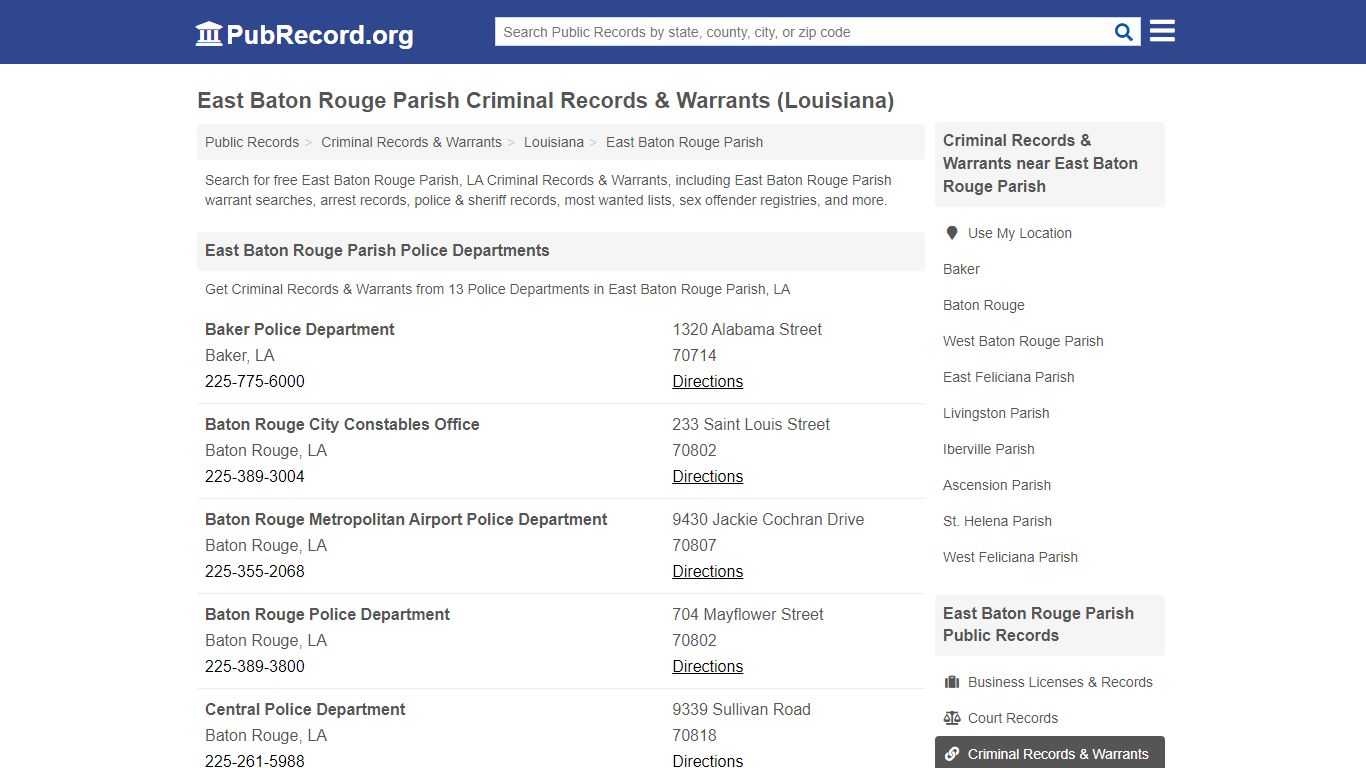 East Baton Rouge Parish Criminal Records & Warrants (Louisiana)