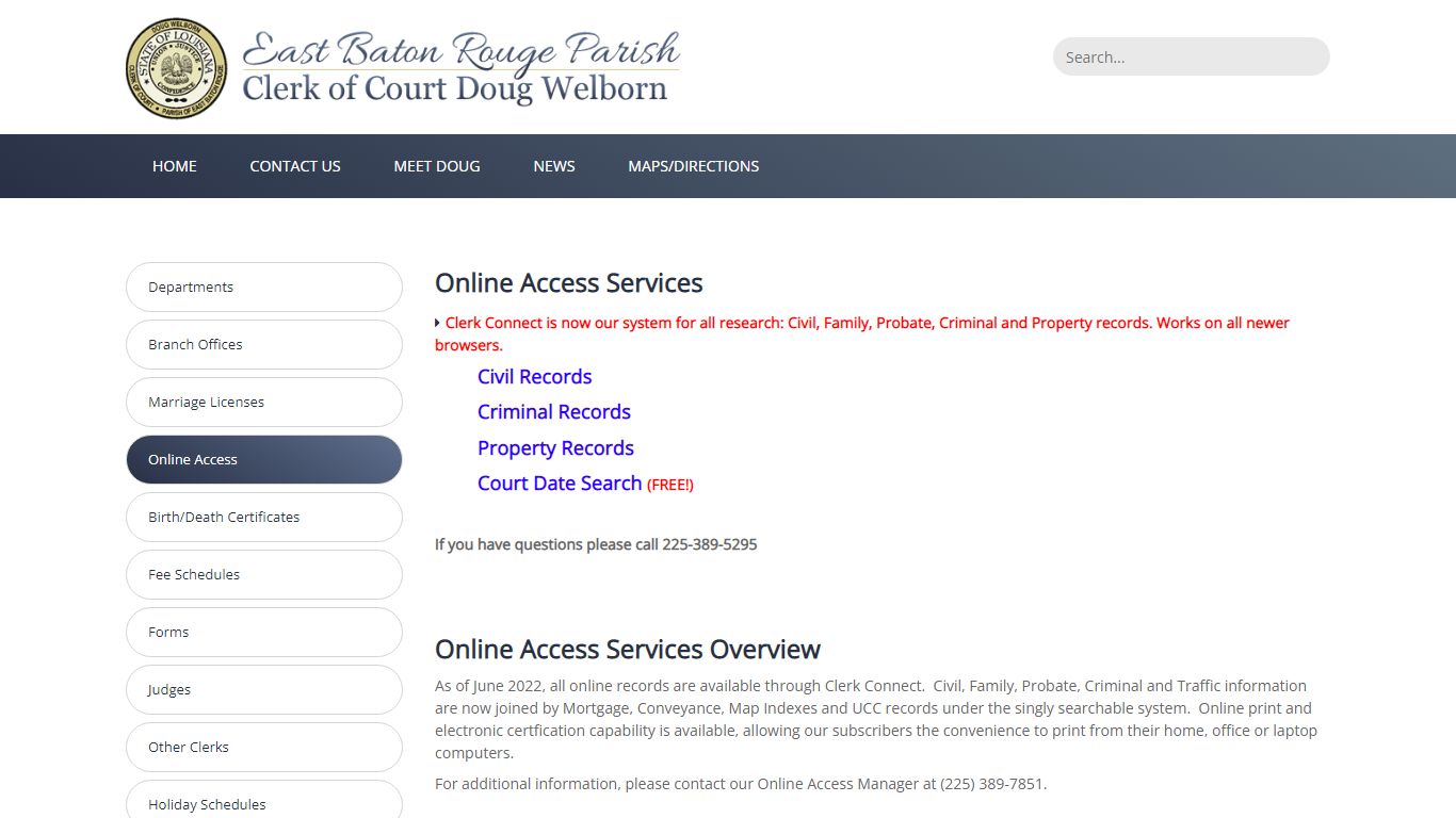 East Baton Rouge Clerk of Court > Online Access Services