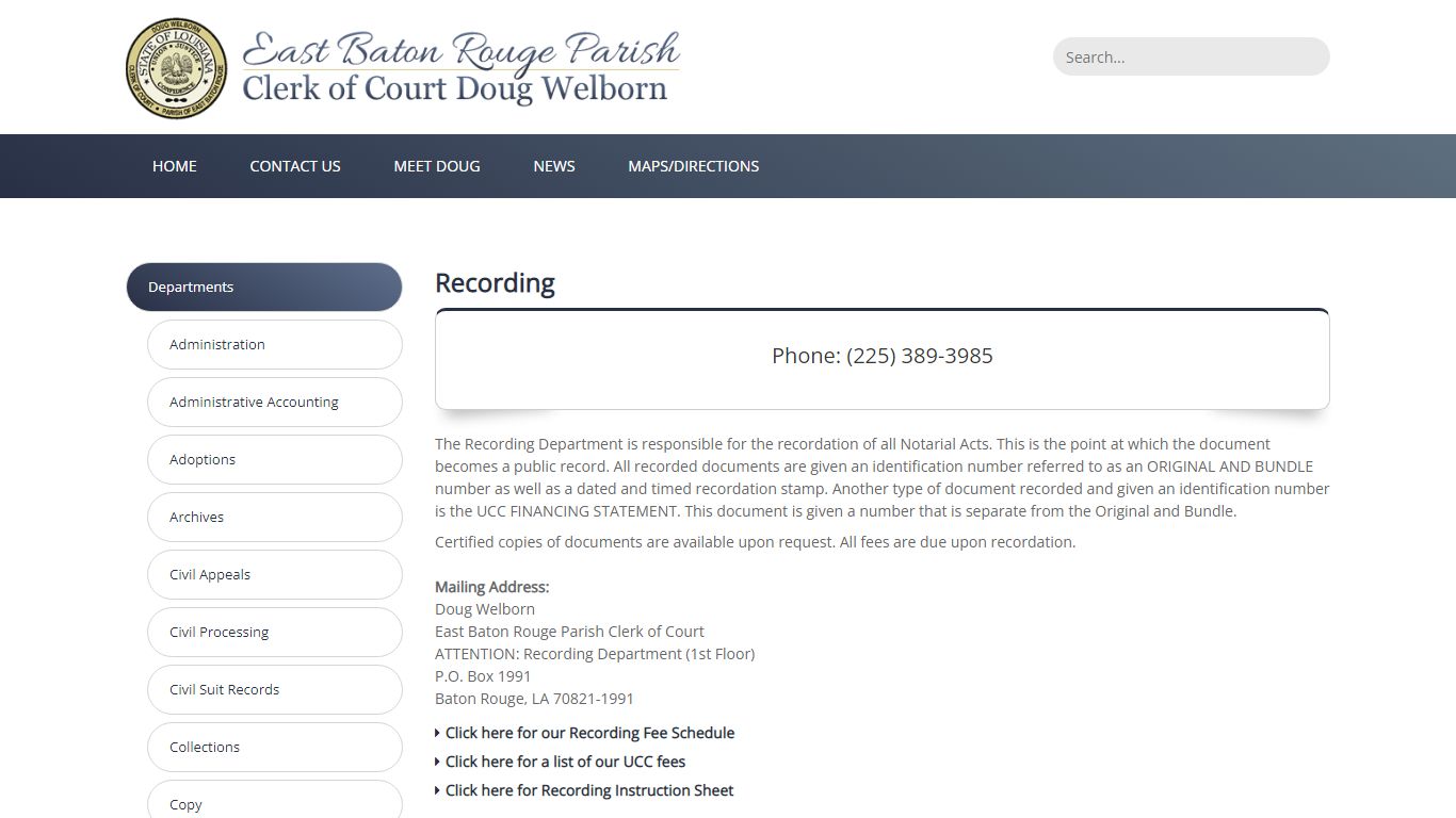 East Baton Rouge Clerk of Court > Departments > Recording